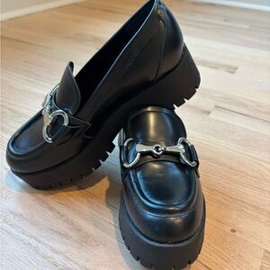 Marc Fisher Black Loafers with Silver Accent- never worn!